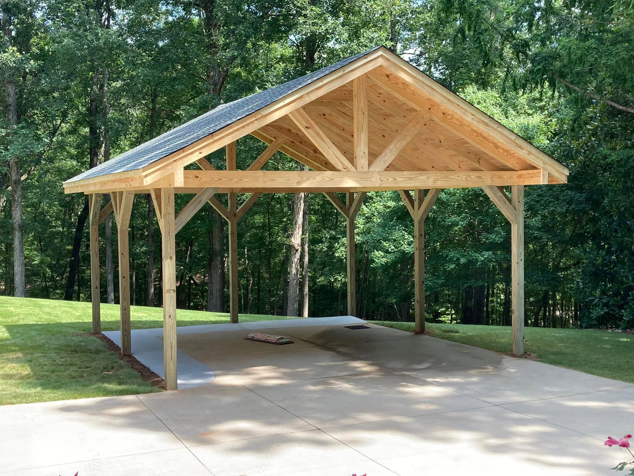 Timber frame pavilion with concrete pad
